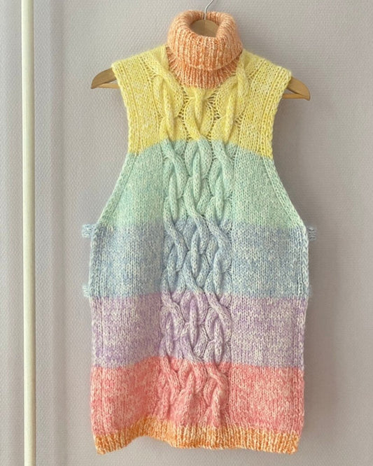 strikkeopskrift SHE'S A RAINBOW VEST DEUTSH Popknit 